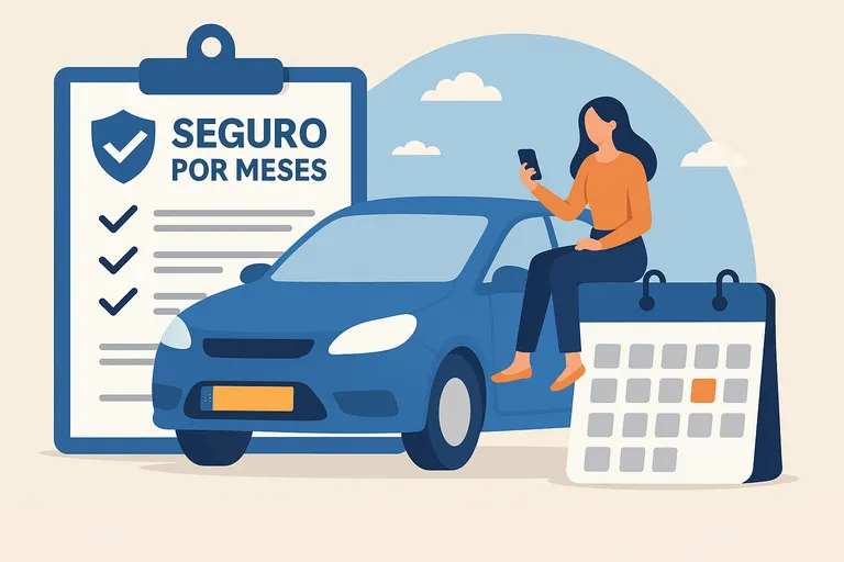Ilustración de seguro por meses para coche con matrícula extranjera