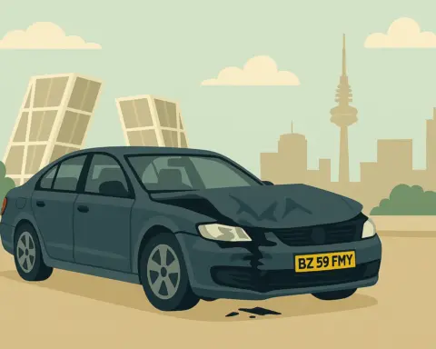 Un coche con matrícula extranjera ha tenido un accidente en Madrid y se ha quedado tirado por no tener seguro.