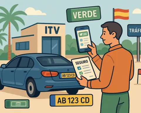 Un hombre busca un seguro para su coche de importación y compara opciones para pasar la ITV.