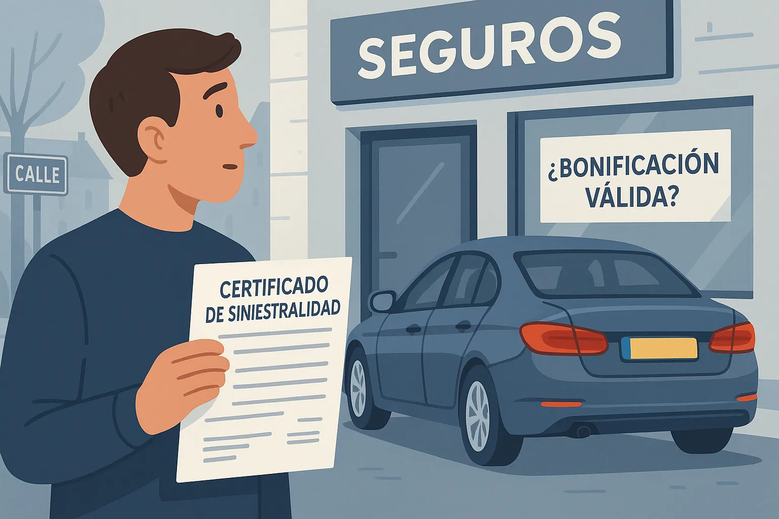 Un hombre va con el certificado de sinestrialidad en la mano a presentarlo a la compañía de seguros para asegurar su coche de matrícula extranjera.