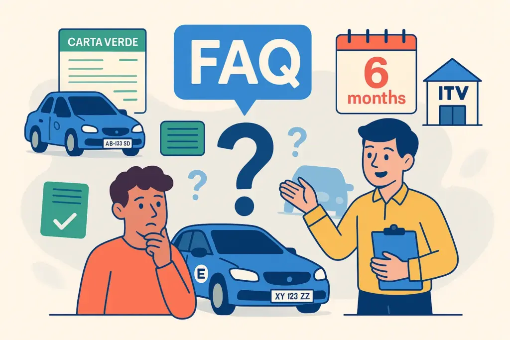 Dos hombres se plantean muchas cuestiones sobre los seguros para coches con matrícula extranjera