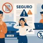 Personas confundidas ante errores de seguro de coche con matrícula extranjera.
